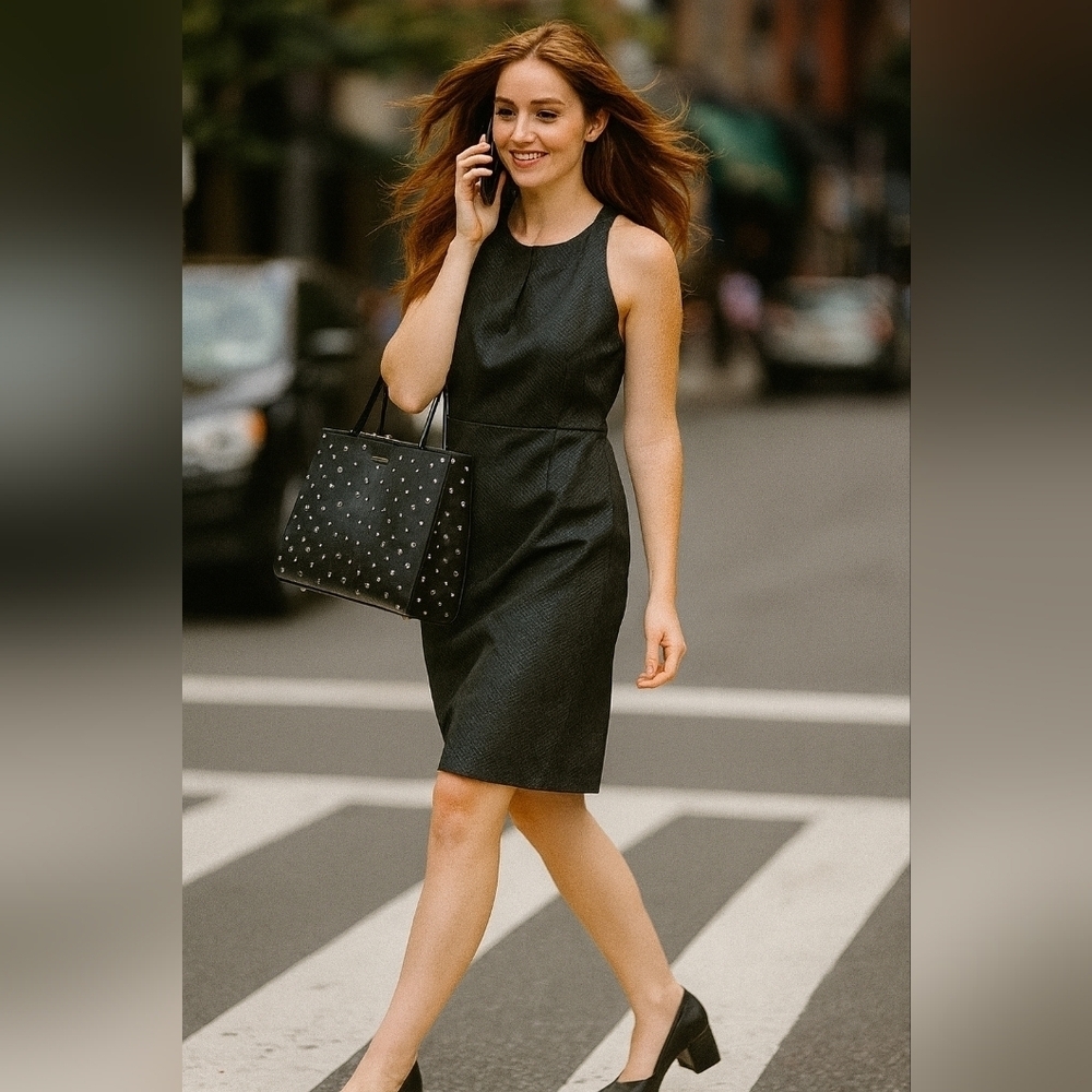 Classic vintage Black Midi dress. Size 8.